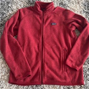Patagonia Mens Better Sweater Full Zip Pockets Lined Red Large Outdoor EUC